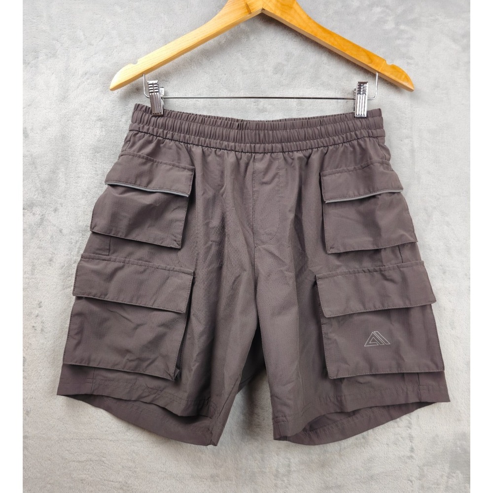 Aero MVMNT Athletic Shorts Mens Medium Cargo Brown Lightweight Multi Pockets